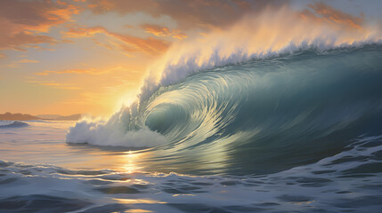 waves at sunset