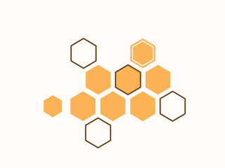 Honeycomb with abstract bee honey vector illustration asymmetrical