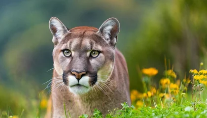 Fototapeten cougar puma concolor also commonly known as the mountain lion puma panther or catamount is the greatest of any large wild terrestrial mammal in the western hemisphere © Emanuel