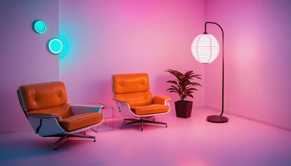 Modern bright interiors apartment Living room mockup 3D rendering illustration