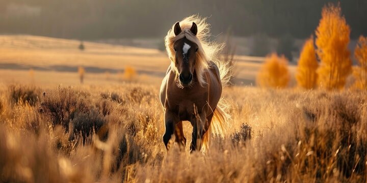 Pictures of a gorgeous hucul pony in its natural habitat, Generative AI