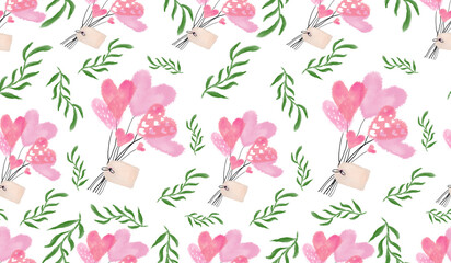 floral heart pattern,bouquet pattern,scrubbooking pattern,textile pattern,fabric pattern,graphic design pattern,beautiful watercolor valentine's day pattern