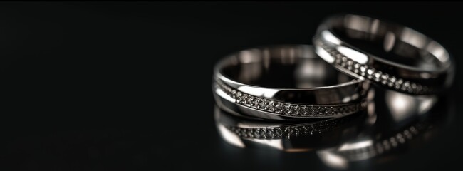 wedding rings on a dark background Generative AI - obrazy, fototapety, plakaty