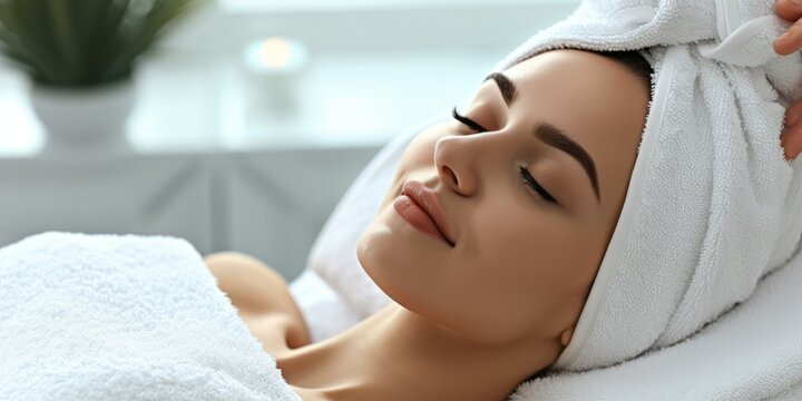 woman in spa salon face mask close-up Generative AI