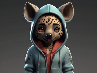 animated Hyena wearing hoodie