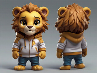 animated lion wearing hoodie