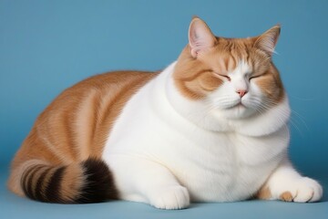 Oversized Cat Lounging with Closed Eyes