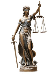 Statue of Justice Lady with Scales and sword Law PNG transparent background