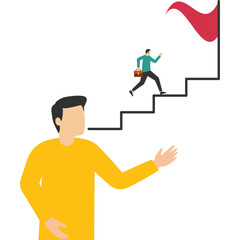 comment, opinion for career advancement, help or communication to support employee, Effective suggestion or feedback to motivate success, entrepreneur jump on speech bubble suggestion for success.