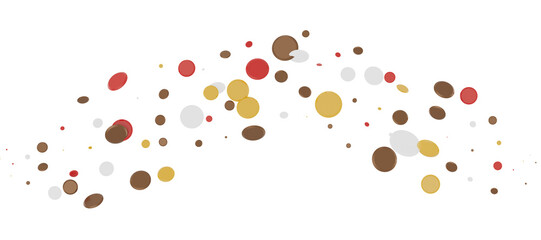 Multicolored paper confetti on transparent background. Realistic confetti flying. Colorful scattered items to holiday decorations.