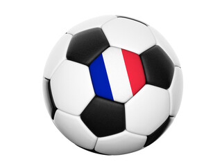 Fototapeta premium Football soccer ball with colours of France isolated on transparent white background