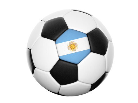Football soccer ball with colours of Argentina isolated on transparent white background