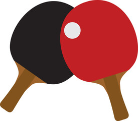 Two ping pong rackets with ball. Table tennis equipment vector illustration.