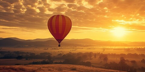 Colorful hot air balloon flying on an adventure in the sky