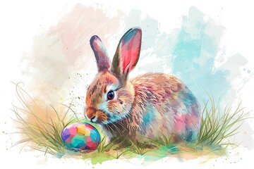 Unleash creativity for a watercolor illustration of a bunny with easter egg