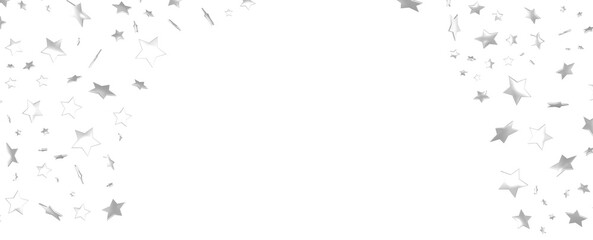 Fototapeta premium Holiday backdrop made of silver stars and sparkles on white wooden background. New Year concept.
