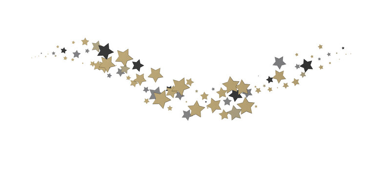 Celestial Splendor Unveiled: 3D Gold Stars Rain Illustration Enchants