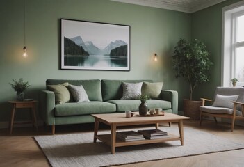 Modern Scandinavian Style Living Room with Stylish Furniture and Decorations