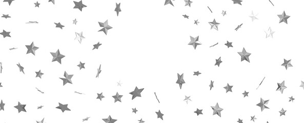 Holiday backdrop made of silver stars and sparkles on white wooden background. New Year concept.