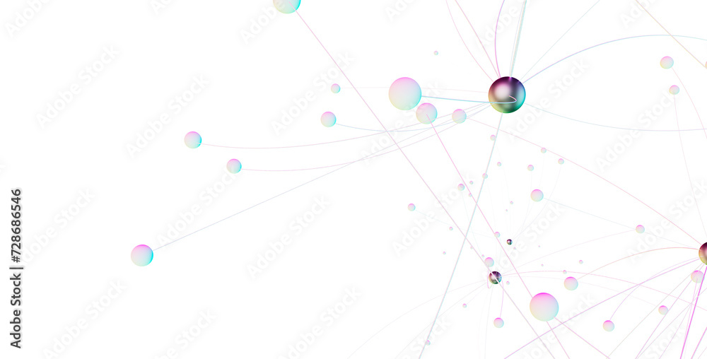 Poster Abstract polygonal space with connecting dots and lines. Dark background. Connection structure. 3d Widescreen