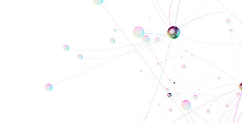 Abstract polygonal space with connecting dots and lines. Dark background. Connection structure. 3d Widescreen © vegefox.com