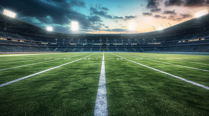 Fototapeta na wymiar panoramic view of an outdoor American football stadium