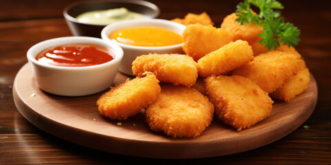 Crispy Fried Cod Fillet with Appetizing Sauce and Fresh Lemon on White Plate: Deliciously-Fried Seafood Delight.