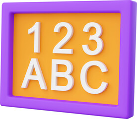 Blackboard, 3d illustration elements of school supplies