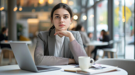 Fototapeta premium professional woman is sitting with a laptop