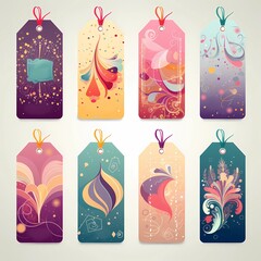 set of colorful tags