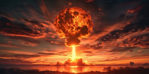 Mushroom cloud after nuclear bomb explosion