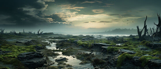Fototapeta na wymiar Mysterious Seascape at Dawn