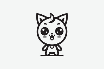 Cute cat mascot character cartoon logo
