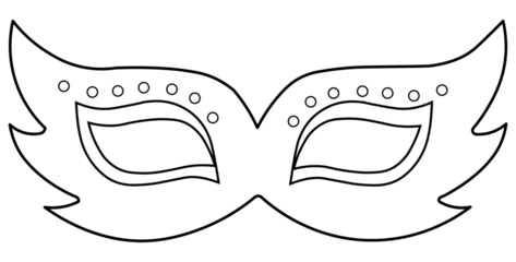 Carnival mask in outlines with transparent background. Image symbol of Brazilian carnival