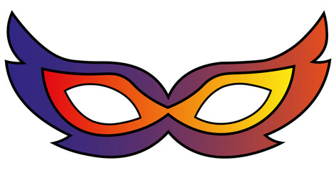 Kit with three minimalist carnival masks in contours with a transparent background. Arts for carnival compositions