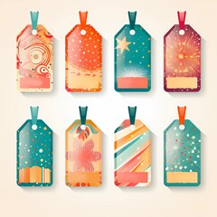 set of colorful tags