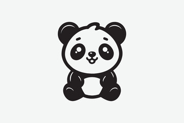 Cute panda mascot character cartoon logo