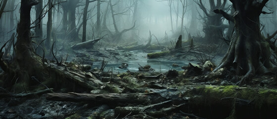 Mist-Enshrouded Forest Wasteland