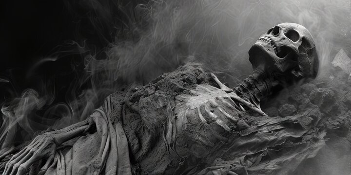 Skeleton rotting corpse for death concept