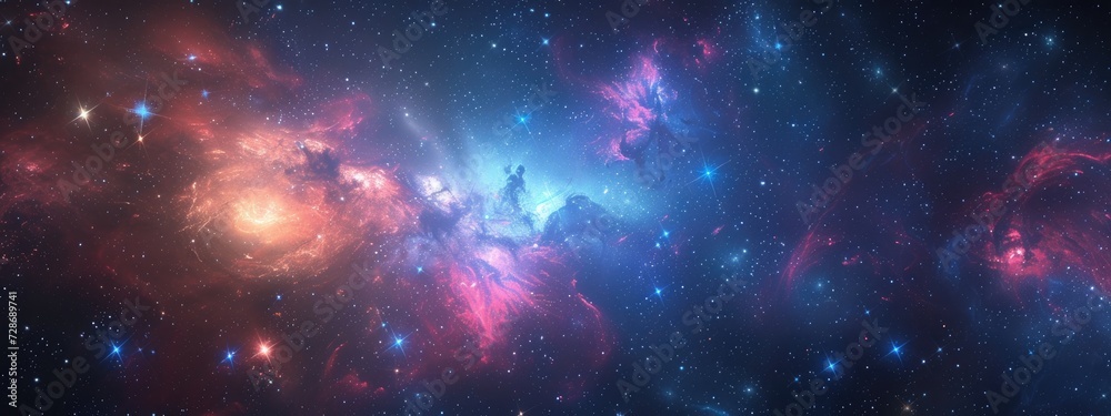 Wall mural galaxies and star constellations in deep space and cosmos, fragment of the universe on abstract back