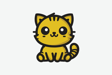 Cute cat mascot yellow character cartoon logo