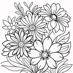 Luxury floral coloring book pages line art sketch