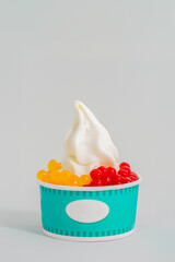 Yogurt soft ice cream gelato natural with popping pearls