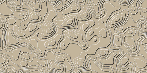 Topographic map background with geographic line map with elevation assignments.Modern design with White topographic wavy pattern design. Paper Texture Imitation of a Geographical map shades .	
