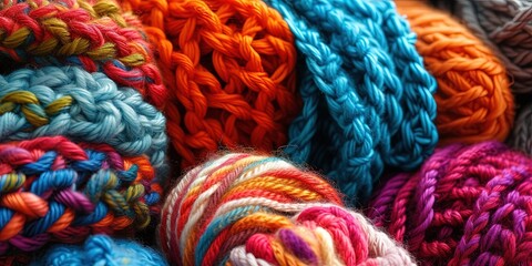 Colorful balls of yarn for crochet and knitting