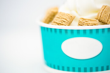 Yogurt soft ice cream gelato natural with oatmeal squares