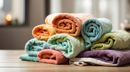 Obraz na płótnie Canvas Vibrant Towel Splash: Colorful Towel Isolated on White - Editorial Purpose