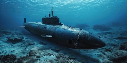 Nuclear submarine under the ocean surface