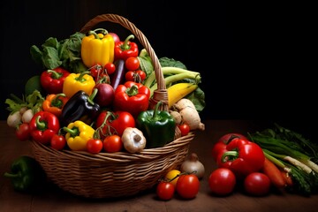 basket full with vegetables
