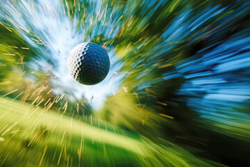 Golf ball  fyling with speed through the air - 728691935